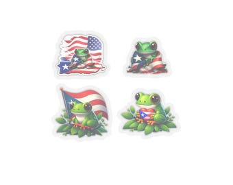 Puerto Rican Coquí Frog Sticker Pack - 4 Boricua Vinyl Stickers | Waterproof Laptop & Water Bottle Decals