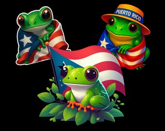 Puerto Rico Coquí Sticker Pack – 3 Waterproof Vinyl Stickers – Boricua Pride Decals