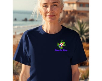 Puerto Rican Coqui Frog T-Shirt, Trendy Pocket Tee