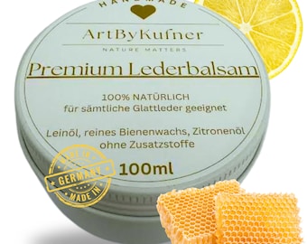 Handgemacht - Premium Lederbalsam farblos – natürliche Lederpflege mit Bienenwachs für Auto, Möbel, Schuhe, Taschen, Sattel – 100 ml