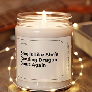 Smells Like Shes Reading Dragon Smut Again Candle Funny Fantasy Book Lover Gift Booktok Reader Gift Bookish Merch Smut Candle Gift For Her