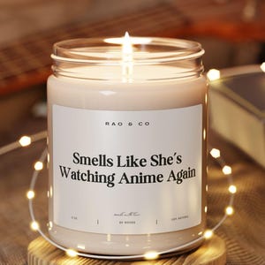 funny anime candle gift for her birthday gift for anime lover custom weeb gift for friend manga fan gift for otaku girlfriend unique decor