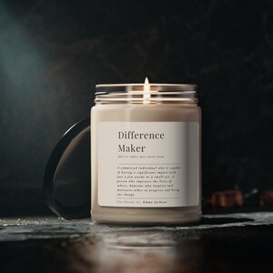 Difference maker candle personalized thank you candle for coworker boss nurse teacher manager colleague mom mentor friend appreciation gift