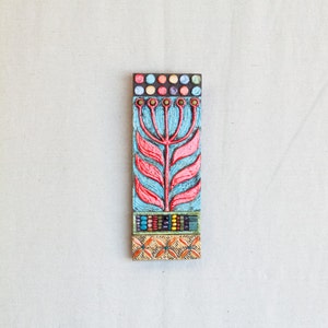 Boho Decor, Narrow Art, Mosaic Wall Art, Ceramic Wall Art Stick Mini Tile Mounted Wall Art, MADE to ORDER image 1