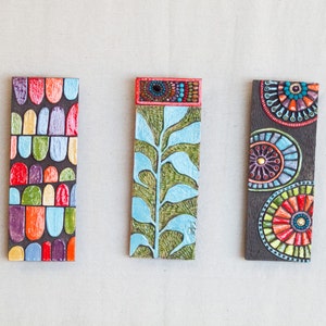 Mid Century Modern Wall Art Set of 3 - MADE to ORDER - Ceramic and Mosaic Wall Art - Stick Mini Mounted Tiles