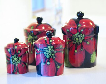 Colorful Canisters Ceramic Canisters Flour and Sugar ...