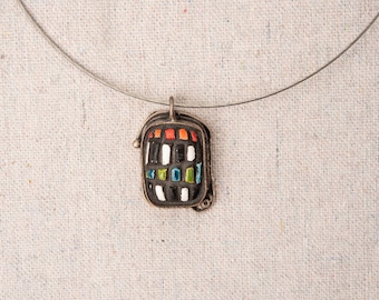 Ceramic Pendant Necklace for Women - Geometric Multi