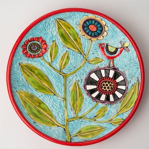 Decorative Bowl Stoneware Ceramic and Semiprecious Stone Mosaic READY to SHIP by Romy and Clare Wake Up Call image 1