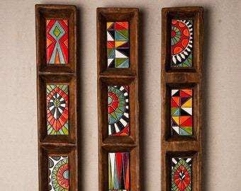 Ceramic Wall Art - Fiesta Trays (one - choose from 3 styles) Handmade Framed Tiles MADE to ORDER - Fiesta Trays