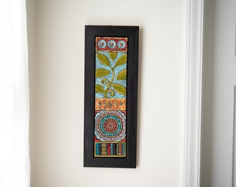 Mosaic Wall Art, Vertical or Art Horizontal Art, Framed - MADE to ORDER - Suzani Patchwork Tile Wall Art