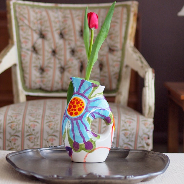 Flower Vase Ceramic, Colorful Vase - Jubilation Funky Vase - MADE to ORDER