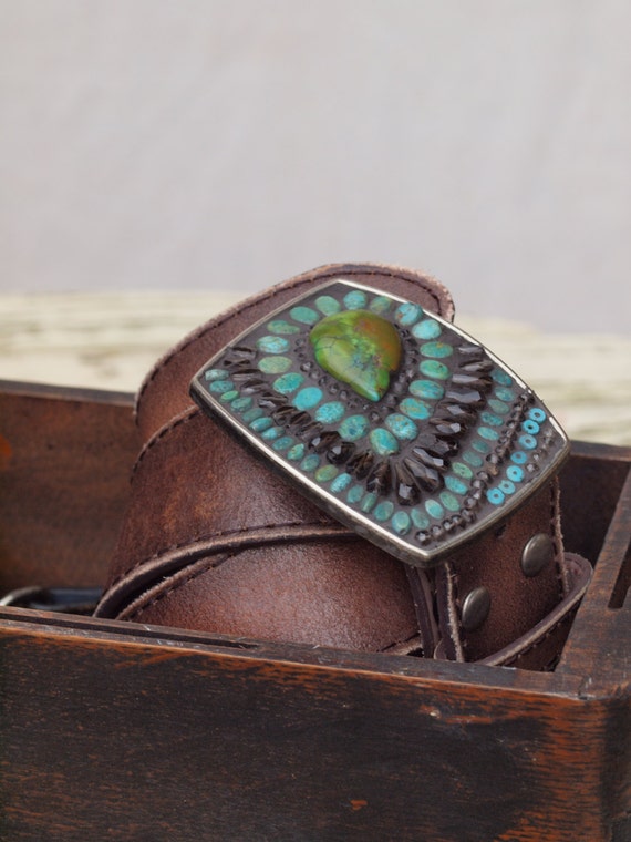 mens turquoise belt buckle