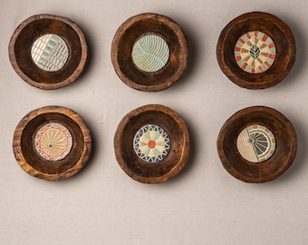 Handmade Tile Framed, Ceramic Wall Sculpture: Earthy Mod