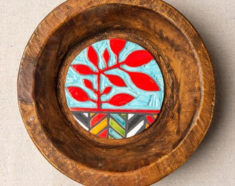 Ceramic Wall Sculpture 8 inch (MADE to ORDER) Red Vine Geo