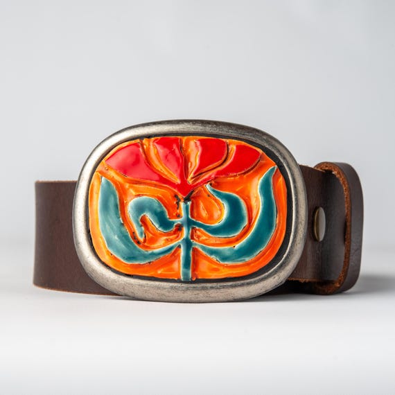 Handmade Ceramic Tile Belt Buckle: Red Poppy - Etsy display picture 3