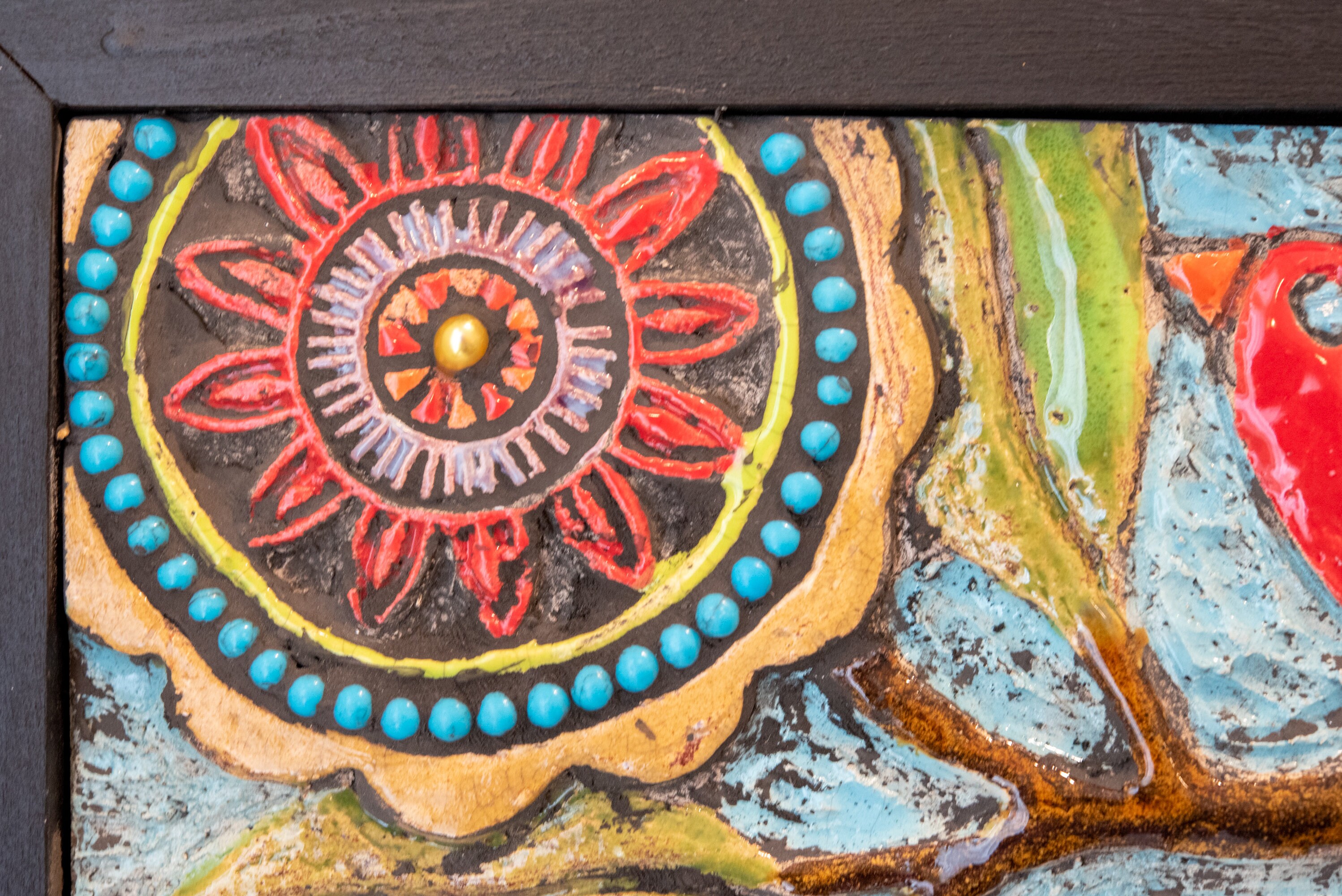 Tile Wall Art Mosaic Art in Wood Frame Bird on Branch Etsy