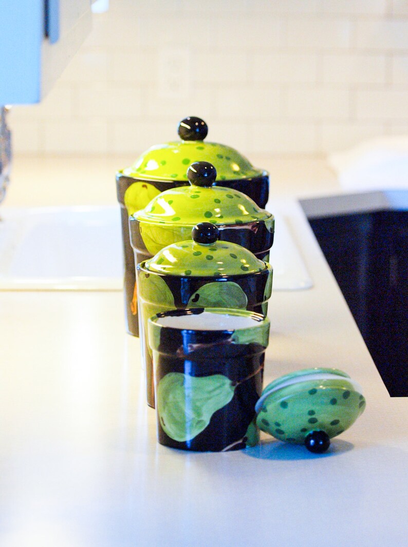 Ceramic Kitchen Canisters Set of 4 Canisters in Black and ...