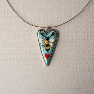 Heart Necklace (choose from 9 pendant patterns) in Gift Pouch, Ceramic - MADE to ORDER