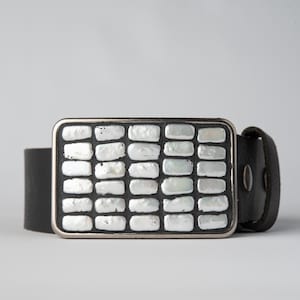 Unisex Cultured Pearl Belt Buckle - MADE to ORDER with Optional Leather Belt - Handmade in USA