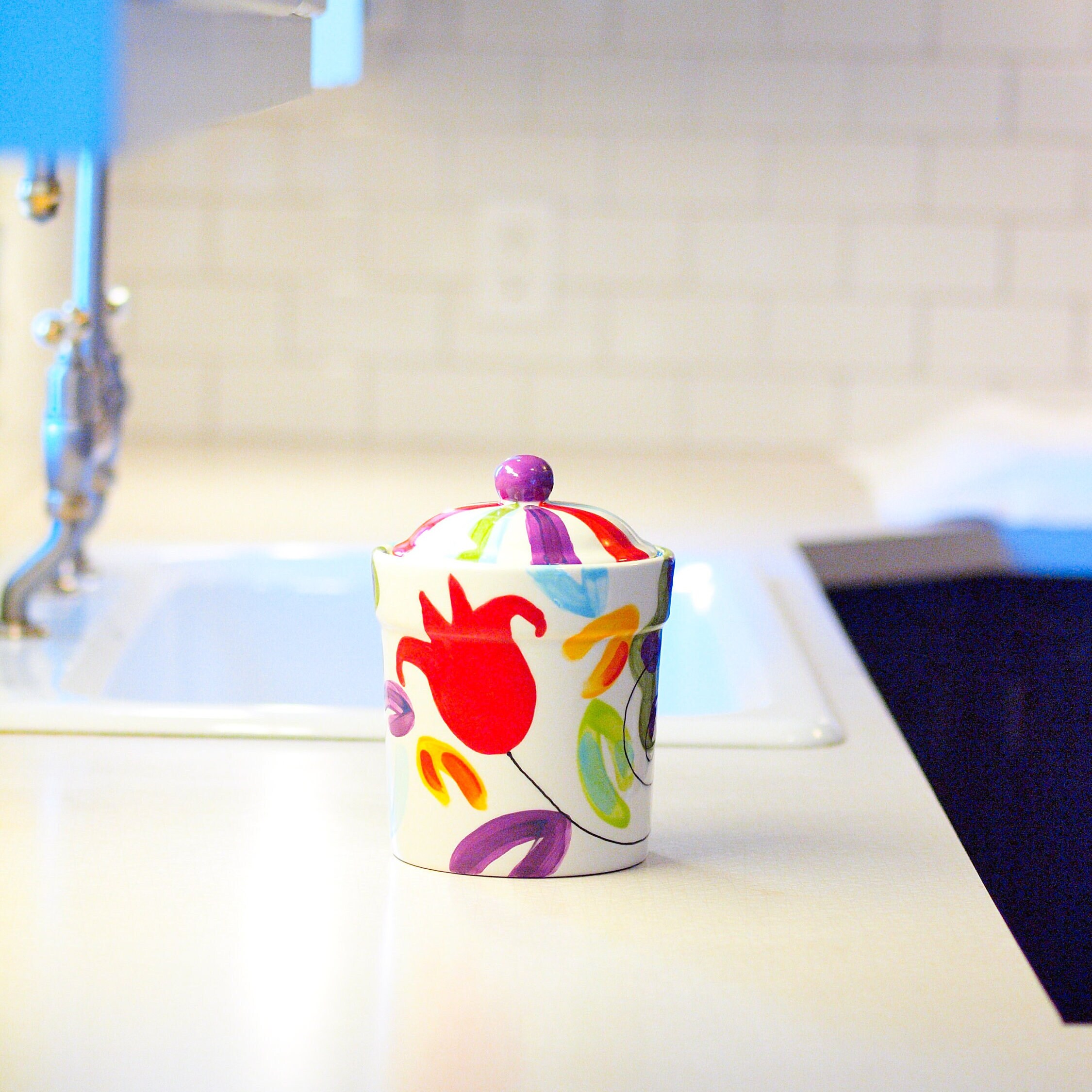 Colorful Ceramic Canisters Kitchen Canister Set Flour and | Etsy