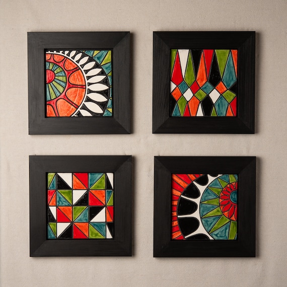 Midcentury Style Ceramic Wall Art (one - Choose From 4 Patterns