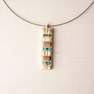 Unisex Necklace in Gift Pouch, READY to SHIP Mosaic Pendant Necklace