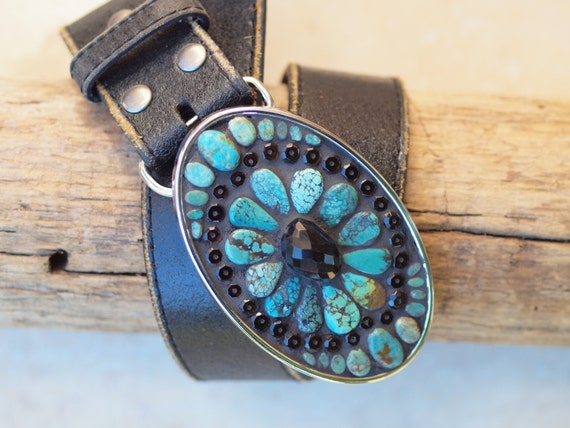 mens western belt buckles with turquoise
