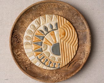 Ceramic Wall Art, Handmade Tile: Sunset