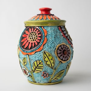 Kitchen Canister one choose from two Stoneware Ceramic and Mosaic Jar MADE to ORDER by Romy and Clare image 6