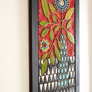 Ceramic and Mosaic Wall Art, Framed Ceramic and Mosaic Still Life Flowers First Flowers MADE to ORDER by Romy and Clare image 3
