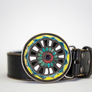 Statement Belt Buckle MADE to ORDER Unisex Belt Buckle, Round with Optional Leather Belt