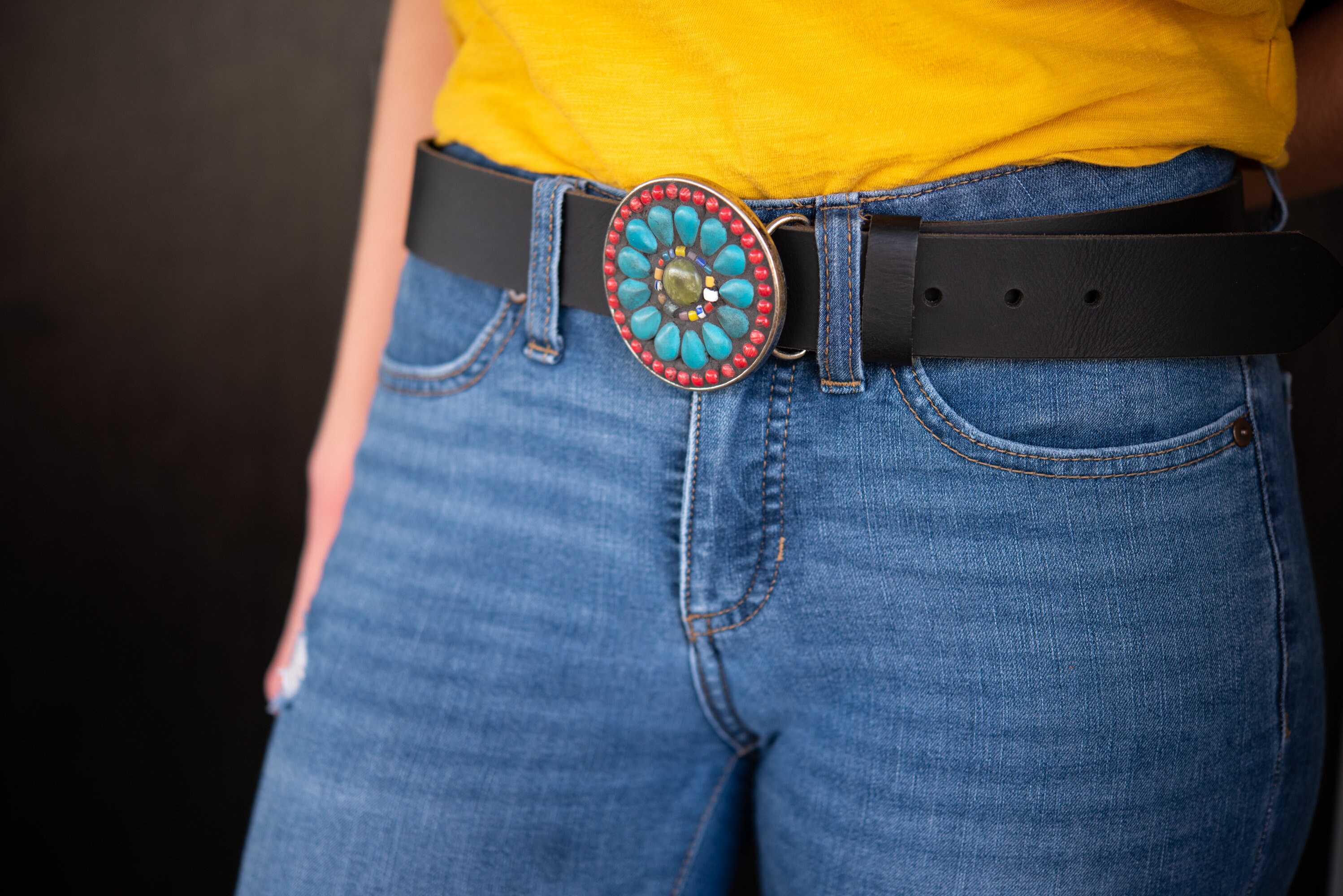 Women's Belt Buckle READY to SHIP Round Turquoise Etsy