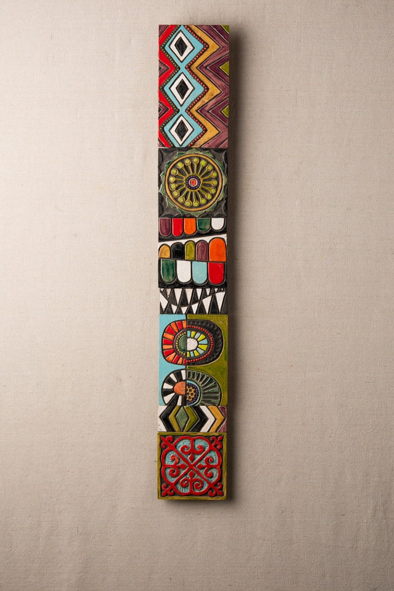 Narrow Vertical Wall Art Ceramic and Mosaic Wall Art Stick Etsy