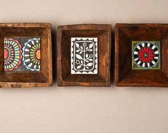Ceramic Wall Art - Farmhouse 12" Framed (one - choose from 3) Handmade Tiles - MADE to ORDER