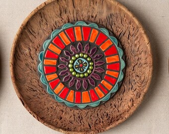 Ceramic Wall Art, Handmade Tile: Lacy Frame