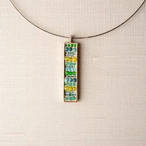 Semiprecious Stone Necklace in Gift Pouch, READY to SHIP Mosaic Pendant Necklace