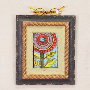 Ceramic Wall Art Bold Blossom with Mosaic Accents in Rustic Rope Frame MADE to ORDER image 4