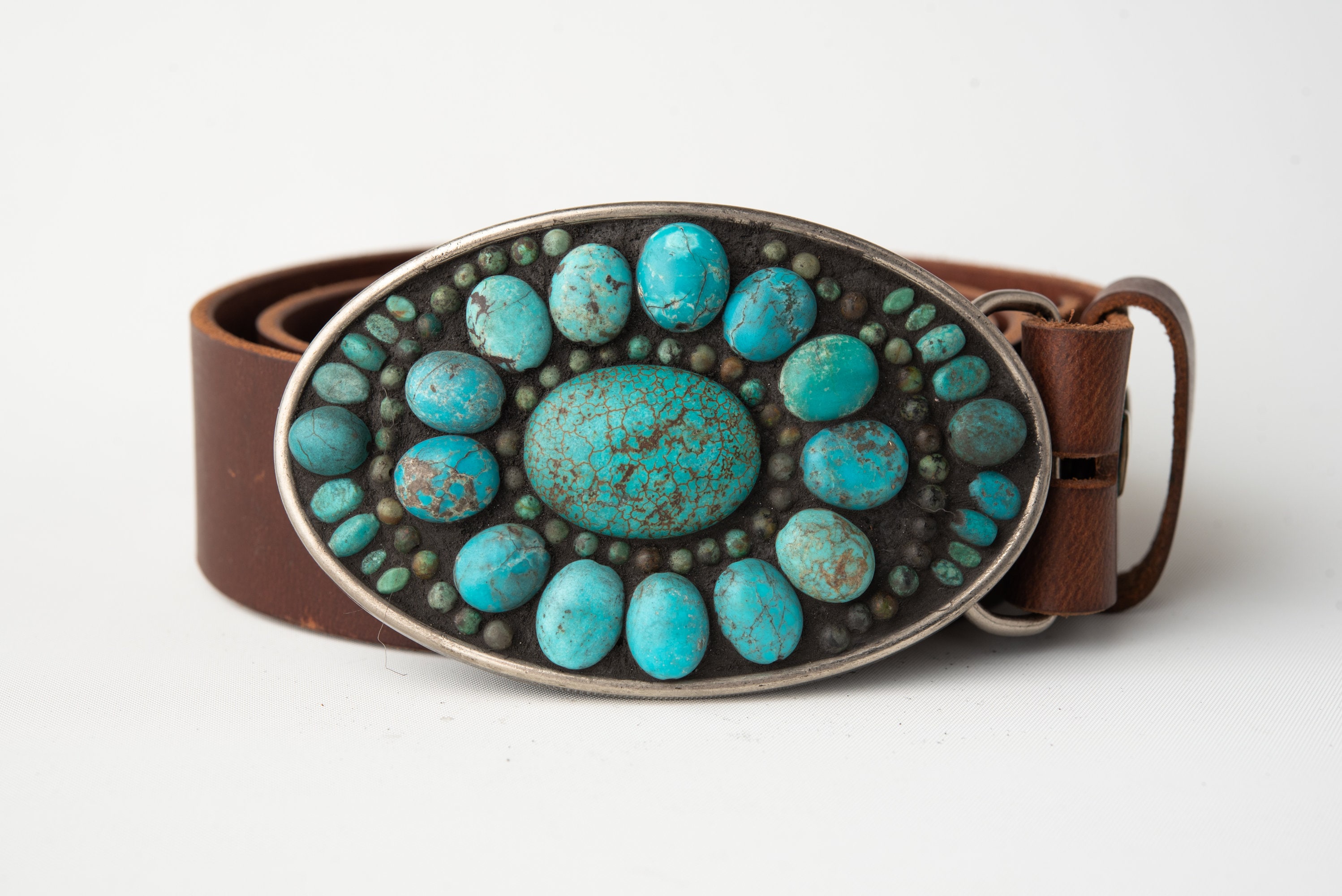 Cowboy Turquoise Embossed Belt - Boho Belts and Jewelry Online
