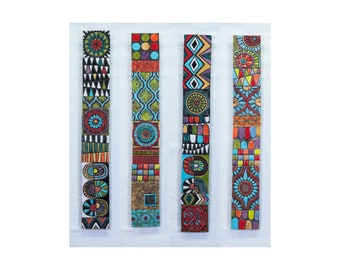 Global Folk Stick (one - choose from 4 patterns) Handmade Tile Wall Art, Vertical or Horizontal ArT - READY to SHIP