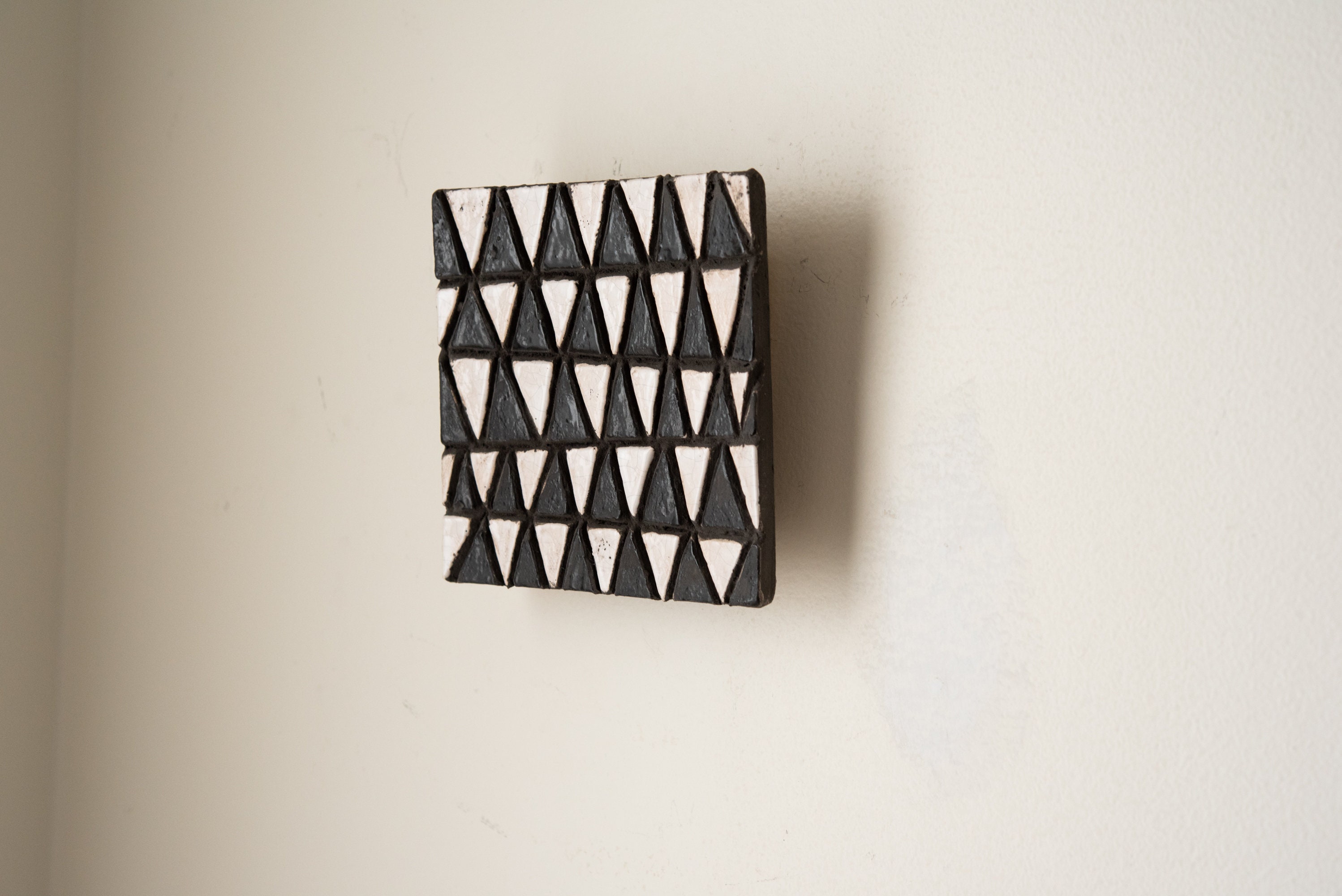 Ceramic Tile Mounted Square Wall Art Black and White Modern Etsy