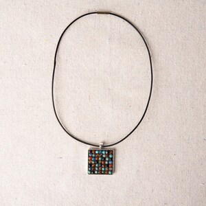 Mosaic Necklace with Turquoise and Semiprecious Stones in Gift Pouch, Geometric Pendant Necklace image 2