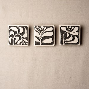 Tile Wall Art (one- choose from 3 patterns), Mounted Wall Art - Black & White Modern Motifs - MADE to ORDER - Mod Peony