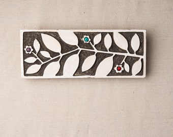 Farmhouse Flowers - Vertical or Horizontal Ceramic and Mosaic Mounted Wall Art - Stick Mini - MADE to ORDER