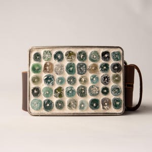 Large Belt Buckle Unisex, Kashi Bead Mosaic - READY to SHIP with Optional Leather Belt