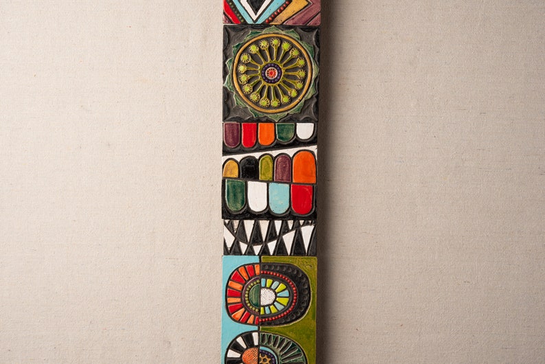 Narrow Vertical Wall Art, Ceramic and Mosaic Wall Art - Stick Ceramic Tile Mounted Wall Art - MADE to ORDER image 4