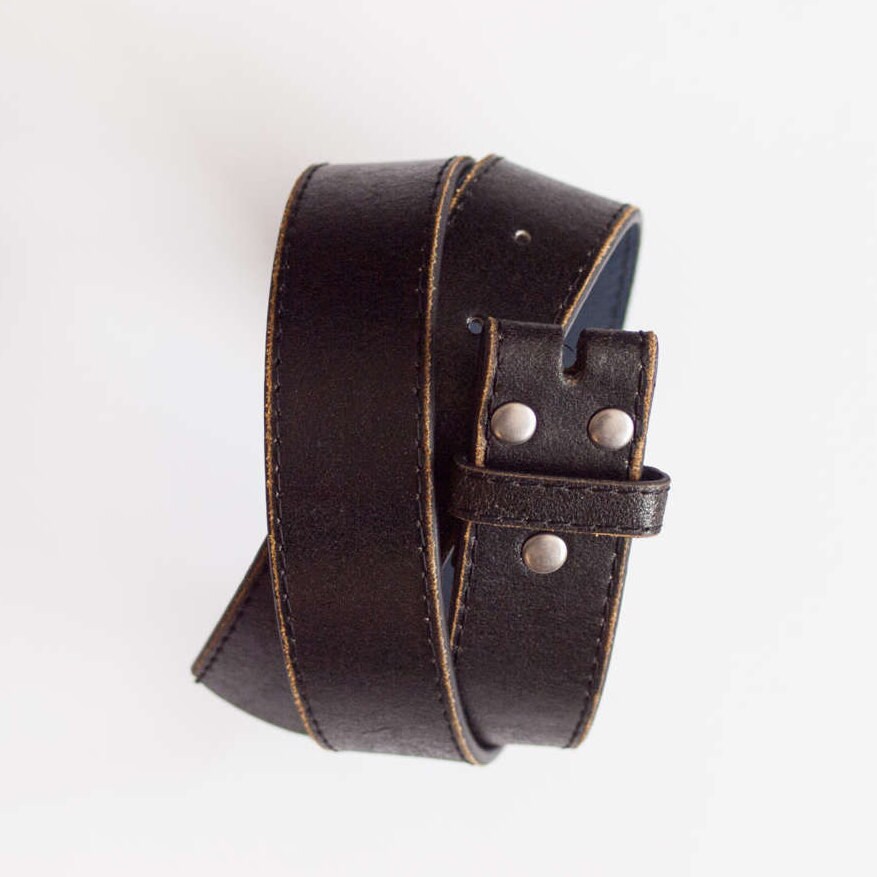 Leather Snap Belt Distressed Leather Snap Belt BLACK Snap on Etsy