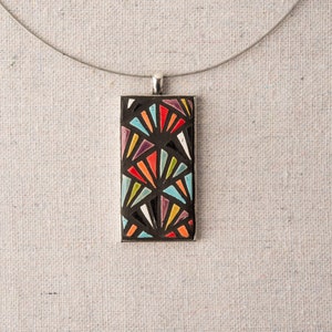 Retro Ceramic Pendant Necklace for Women - READY to SHIP - Ceramic Jewelry, Colorful Necklaces for Women - Palms