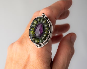 Amethyst Statement Ring, Adjustable