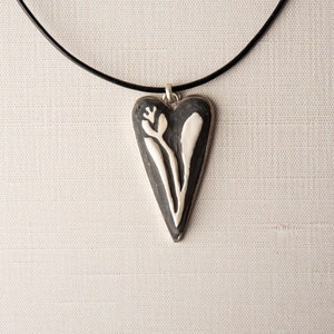 Heart Necklace (choose from 9 pendant patterns) in Gift Pouch, Ceramic - MADE to ORDER