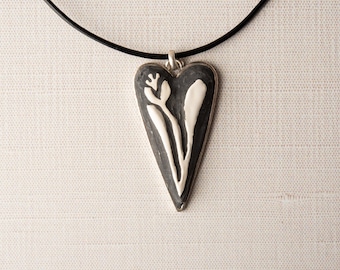Heart Necklace (choose from 9 pendant patterns) in Gift Pouch, Ceramic - MADE to ORDER